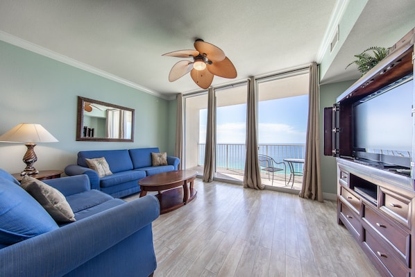 Gulf front living room.
