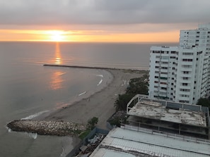 beach at sunset view from bedroom 