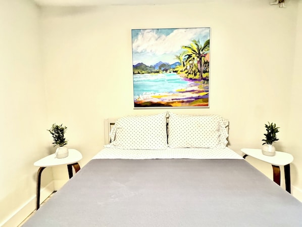 Comfortable large bedroom with Queen Bed.