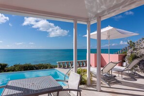 Your private furnished patio is the perfect place to relax after a wonderful day.
