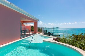 Enjoy breathtaking views of the Atlantic Ocean and incredible sunsets from your private heated plunge pool!