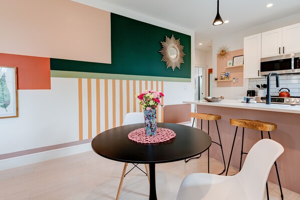 Dining area and accent wall