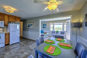 Dining area into the living room.