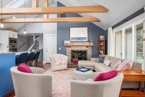 Inviting living room with fireplace