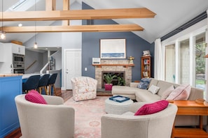 Inviting living room with fireplace