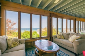 Views of the ocean from the sunroom.
