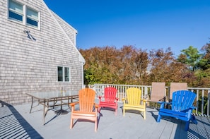 Outside deck with seating.