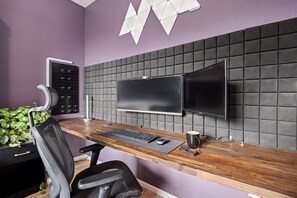 Bedroom 1 | Laptop-friendly Workstation with Dual Monitors
