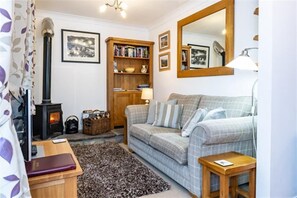 Lounge with woodburning stove Beck Side in West Burton, Wensleydale in the Yorkshire Dales