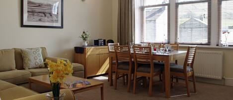 Spacious lounge with dining area and kitchen off at Burnside View in Hawes, Wensleydale in the Yorkshire Dales