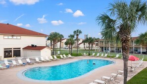 With 4 pools- one heated in the winter - you can enjoy the sunshine. Tiki Hut is open in season.  *All amenities need wristband to access. 