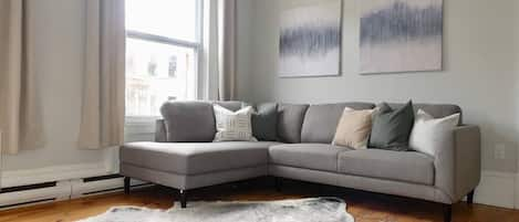 Super comfy sectional, great for watching movies on the Smart TV!