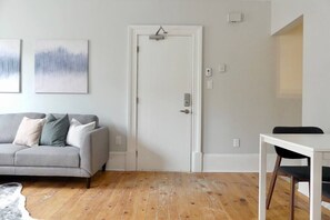 Entrance leads to the open concept living area.