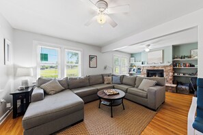 Living room with smart tv, Queen sofa bed
