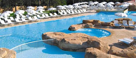 The large and luxurious outdoor pool is perfect for families.