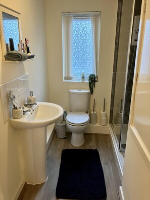 32, bathroom with large walk in shower