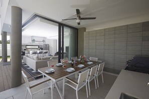 Shaded outside dining area