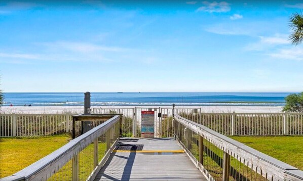 Each tower has beach access with a locked gate. A code is required to open