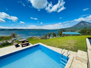 Arenal Lake and Volcano view from the pool. 