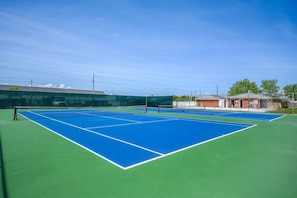 A rivaling game of tennis or pickleball can be enjoyed at our complex courts.