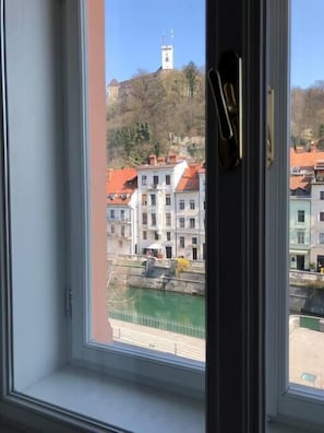 Ljubljanica river and castle view