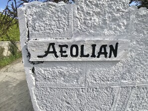 Aeolian Holiday Cottage sign, Padstow, North Cornwall