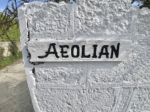 Aeolian Holiday Cottage sign, Padstow, North Cornwall