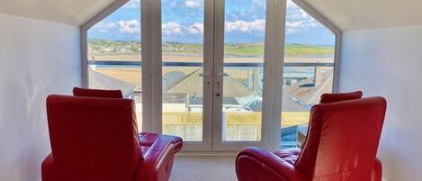 Chairs and stunning views from Trevillian Holiday Cottage, Padstow, North Cornwall