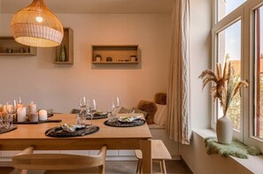 Warm communual dining area