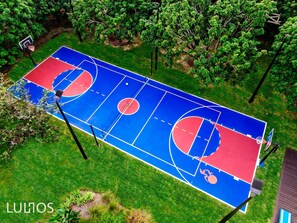 Basketball and pickleball court for outdoor play 