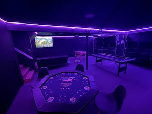 Did we mention the game room!
What a game room!
LED lighting up to your fav tune