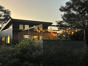 The amazing outdoor balcony at dusk