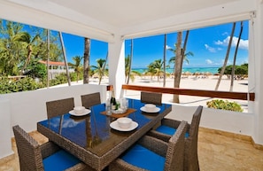 Enjoy the ocean view while eating dinner