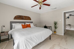 Bedroom 3: 2nd floor. King premium bed, lamps, USB ports, desk, walk in closet. 