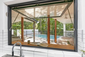 Breakfast Bar and view from the kitchen.