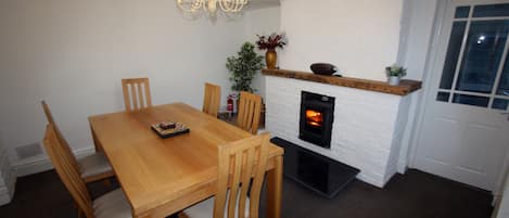 Diving table with log burner