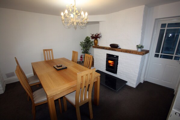 Diving table with log burner