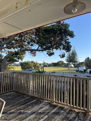 Covered deck overlooking Waipu Cove Campground