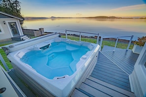 Hot tub with a view of the bay