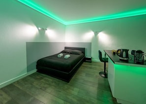 green led bed with light