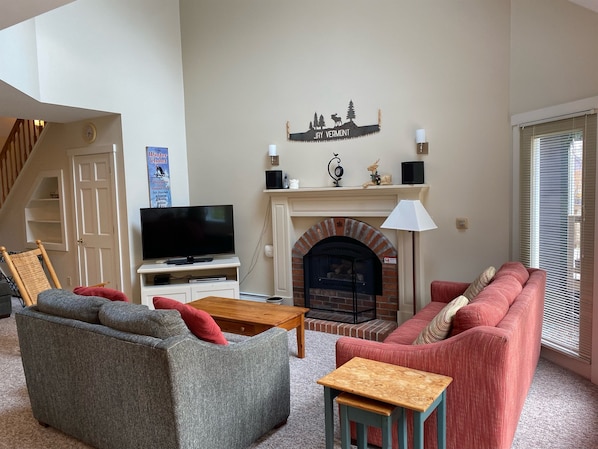 Large spacious living area, with cozy gas fire