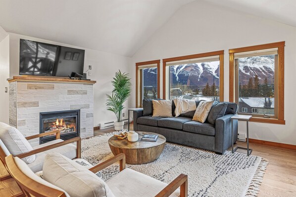 Living area with fireplace