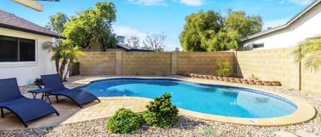 Private unheated pool only accessible to guests.