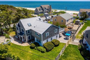 Middle Beach directly behind our house and our fenced in yard for kids!