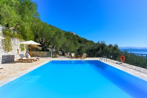 Private pool surrounded by olive trees