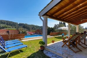 Super shaded outdoor terrace and pool area