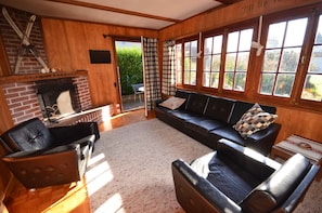 Living room with “decorative “fireplace 