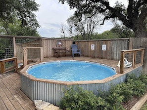 During the warmer months, you can take a refreshing dip in the cowboy pool!