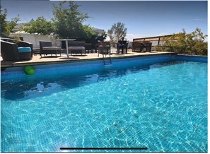 Pool is 16' by 32' and 4.5 feed deep across. 