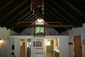 A ships ladder leads to the loft with 2 twin beds.